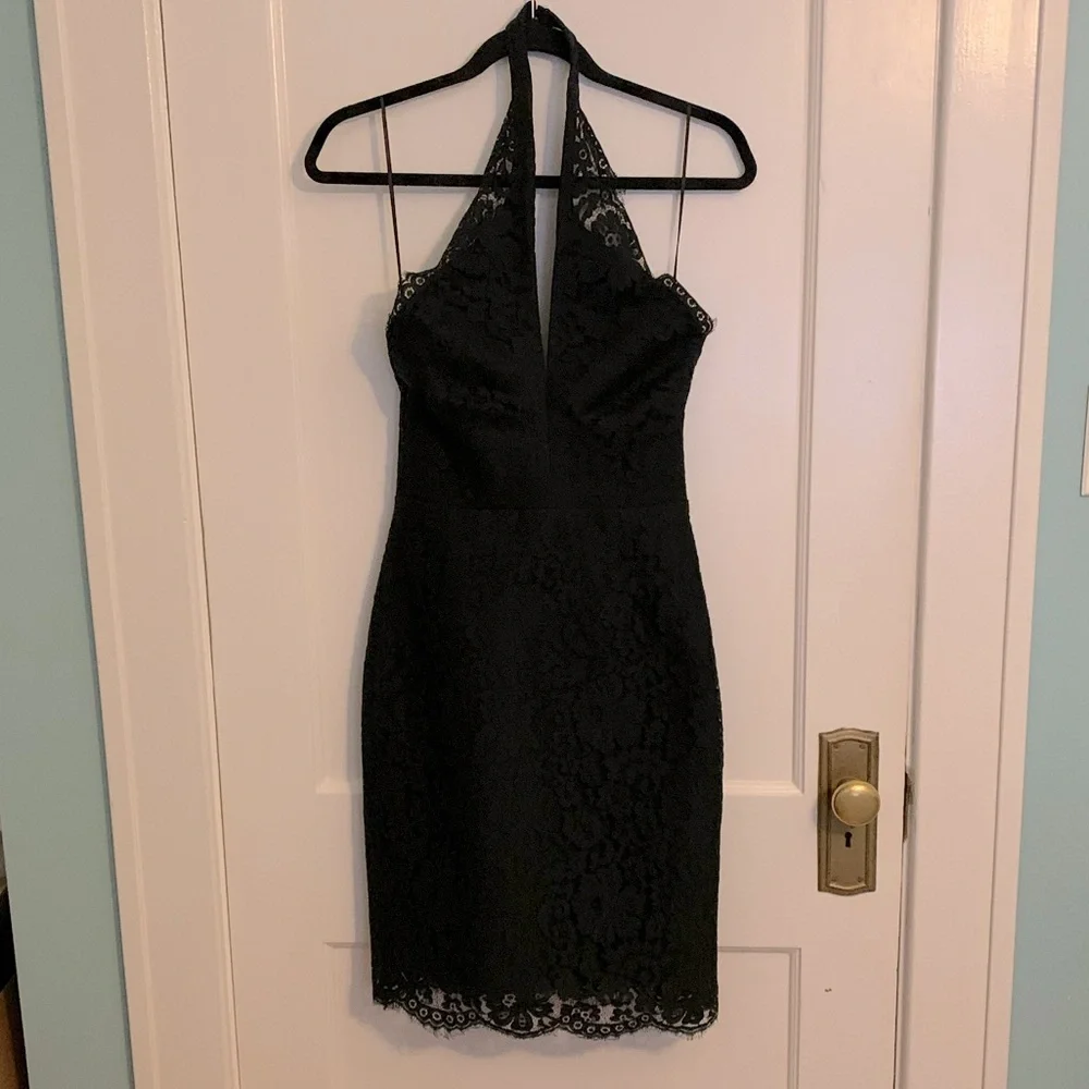 NWT Keepsake The Label Lulus High Roads Black Lace Halter Dress, Womens Size XS